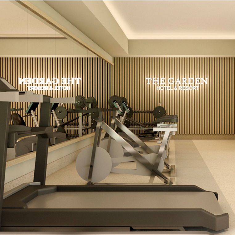 On-site fitness center with cardio and strength equipment
