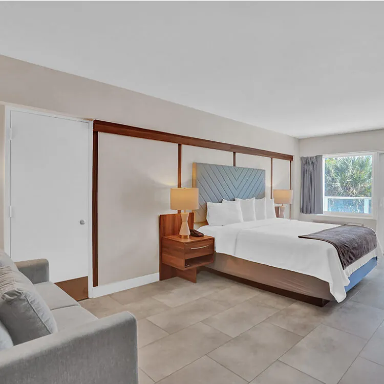 Boutique-style room with light wood and open space